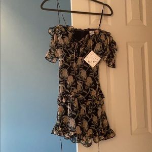 chiffon floral print ruffled dress